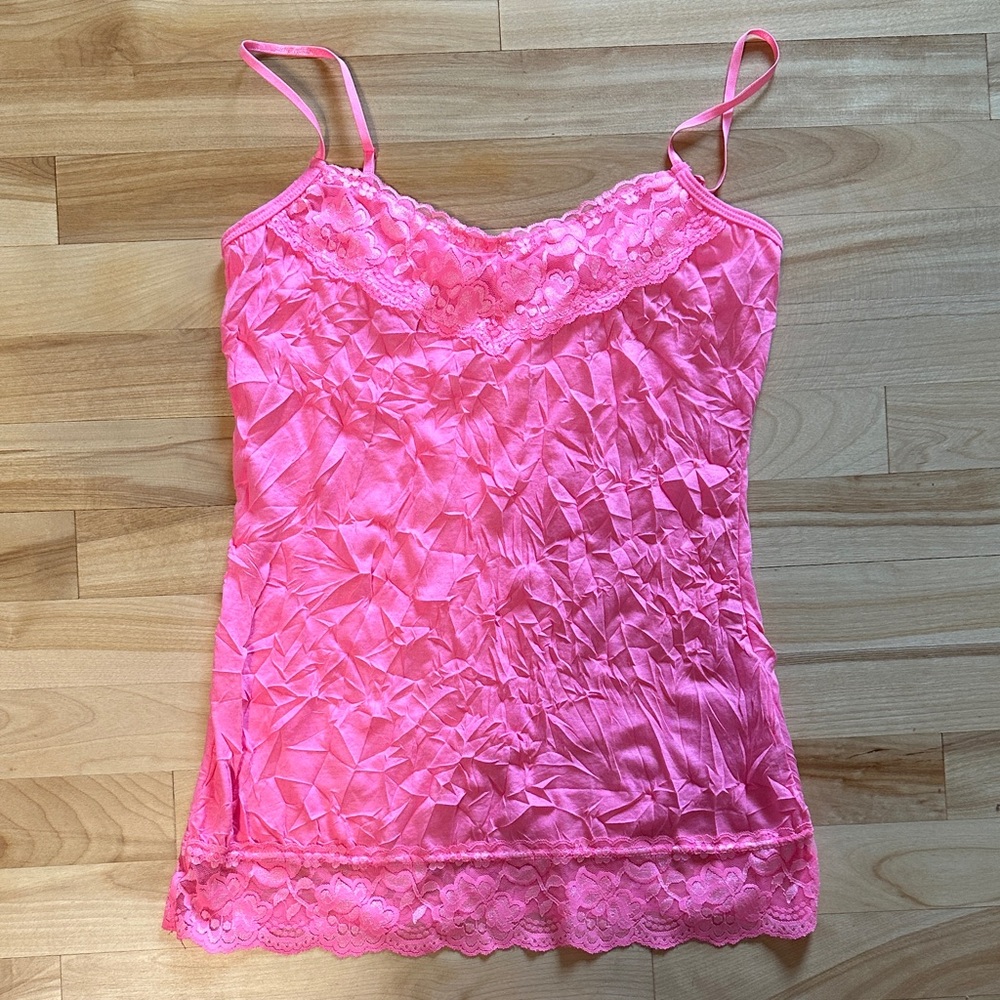 Maurices Vibrant Pink Lace Trim Cami